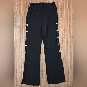 Venus Size 6 Women Black Pants With Flate Bottom And Gold Buttons Down Each Side